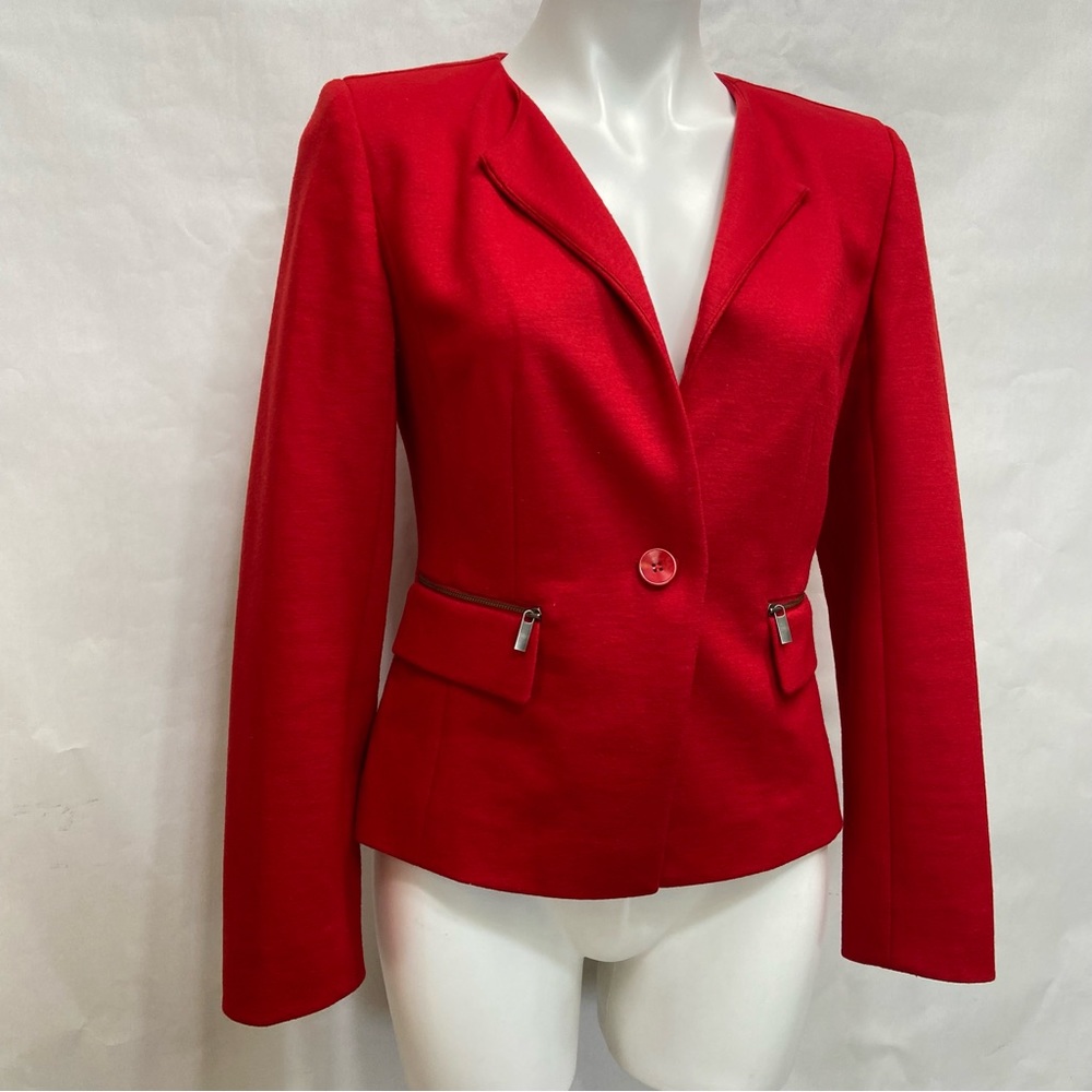 Classiques Entier Fitted One Button Red Blazer - image 3